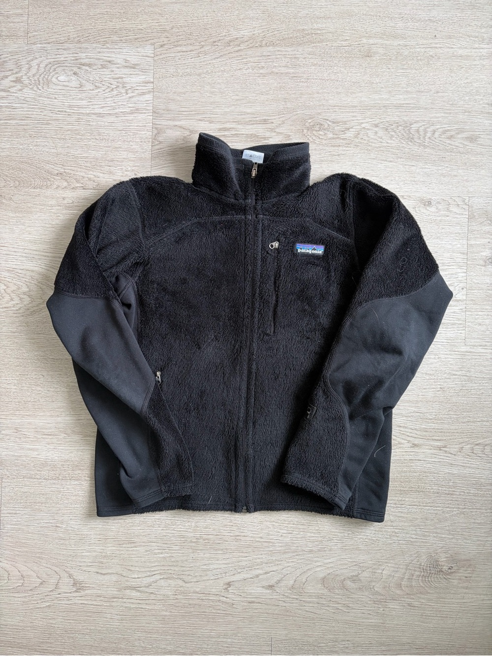 Patagonia Black Fleece Jacket with Multicolor Logo